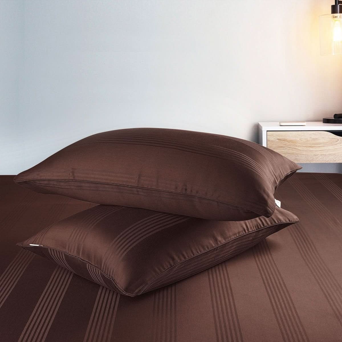 Cotton Pillow Covers with Striped Hotel Style Design