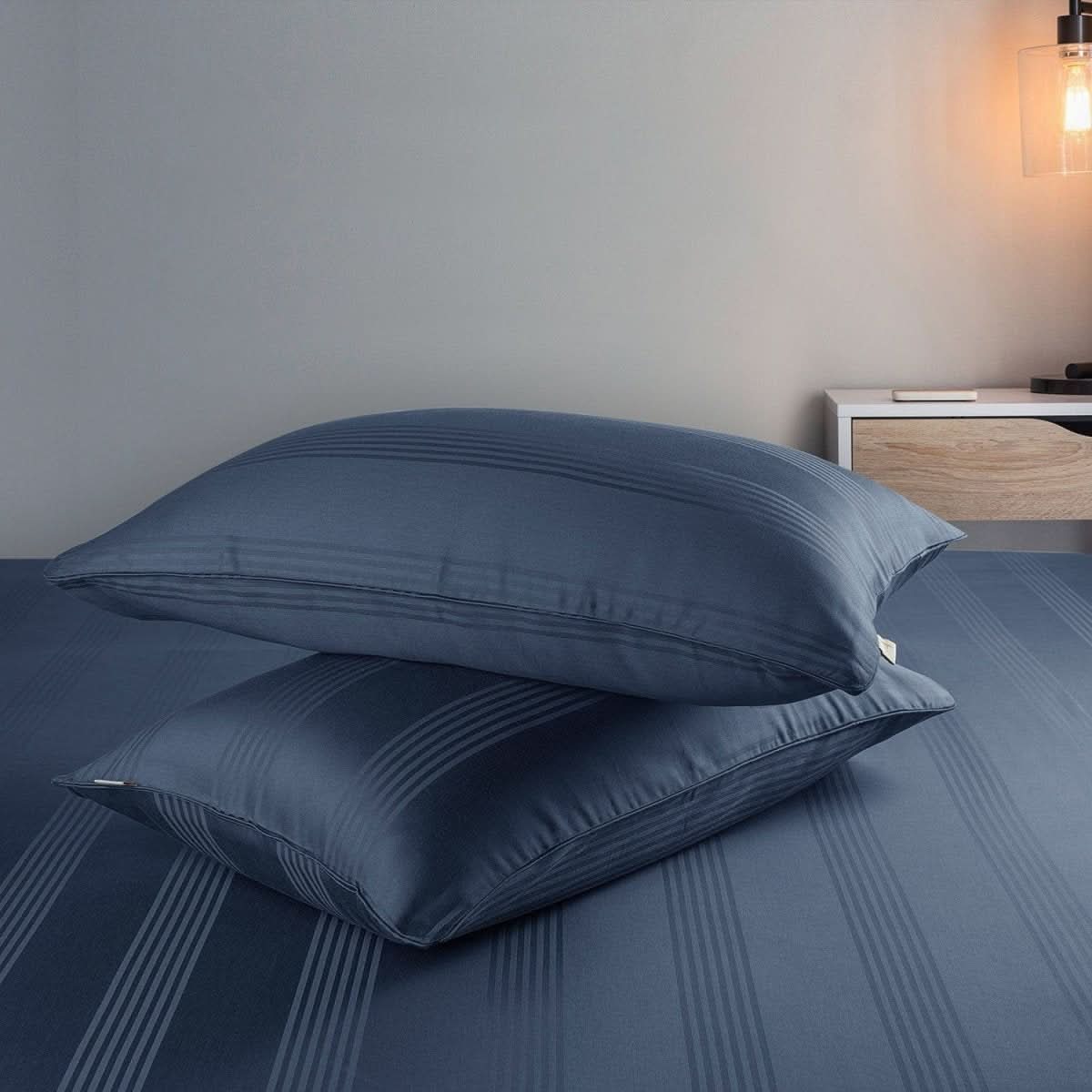 Cotton Pillow Covers with Striped Hotel Style Design
