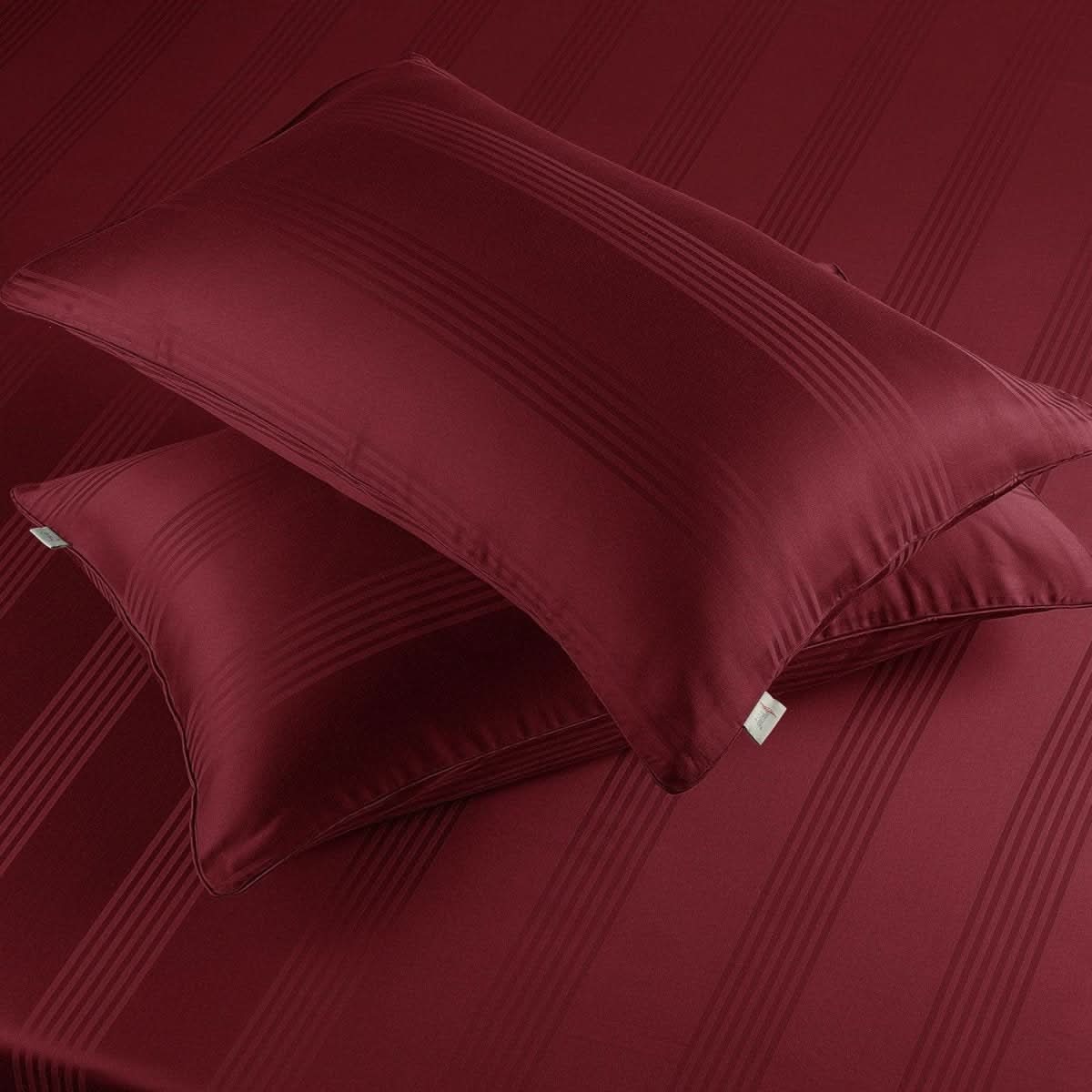 Cotton Pillow Covers with Striped Hotel Style Design