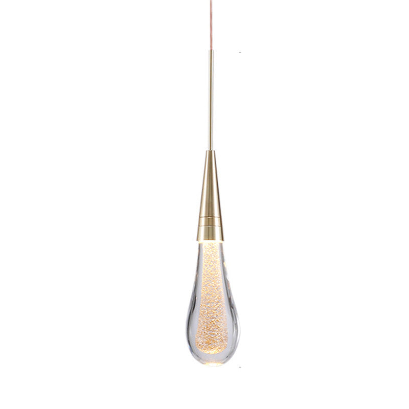 Crystal Droplet Pendant Light with Modern Glass & Gold Design