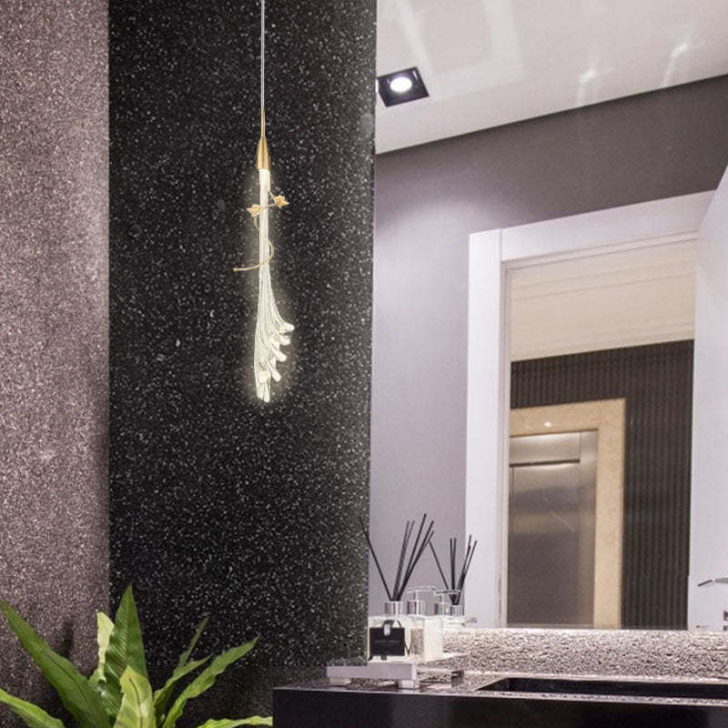 Crystal Pendant Light with Flowing Glass Design