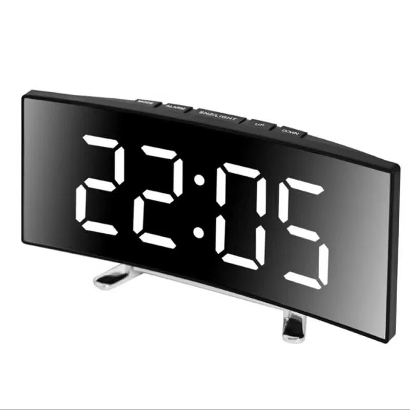 Curved Mirror Alarm Clock with LED Display