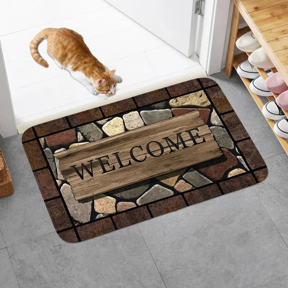 Decorative Welcome Door Mat With Anti-Slip Backing