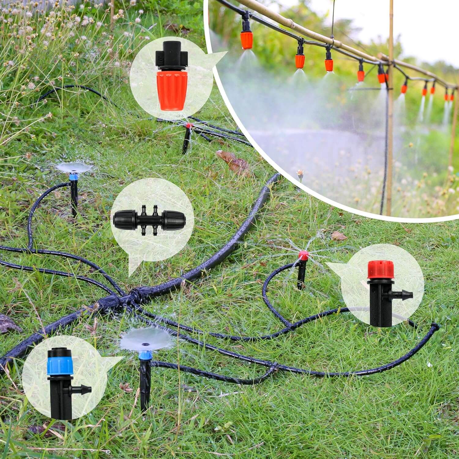Drip Irrigation Kit for Efficient Watering and Garden Cooling