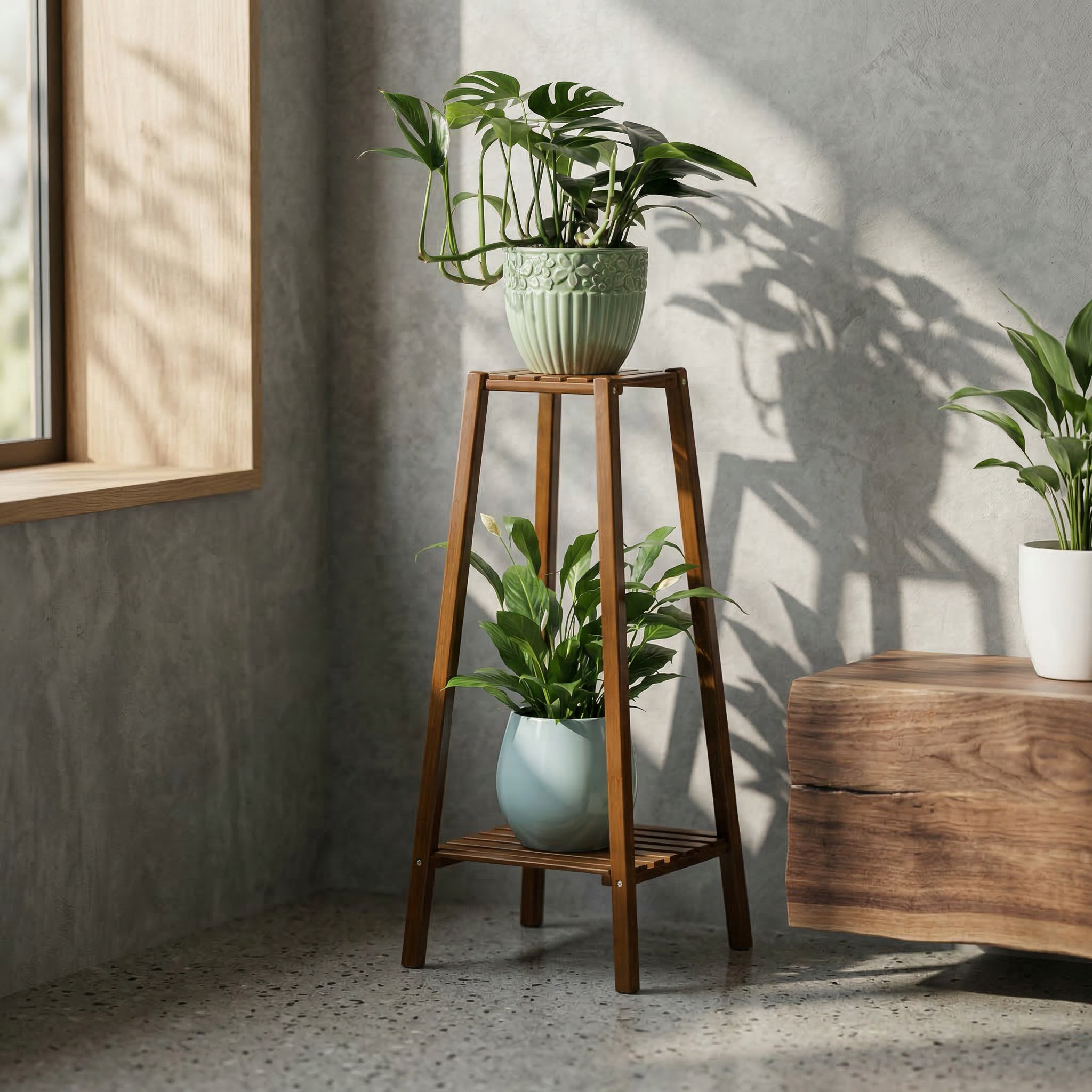 Elara Haus Bamboo Tiered Plant Stand for Stylish Vertical Display