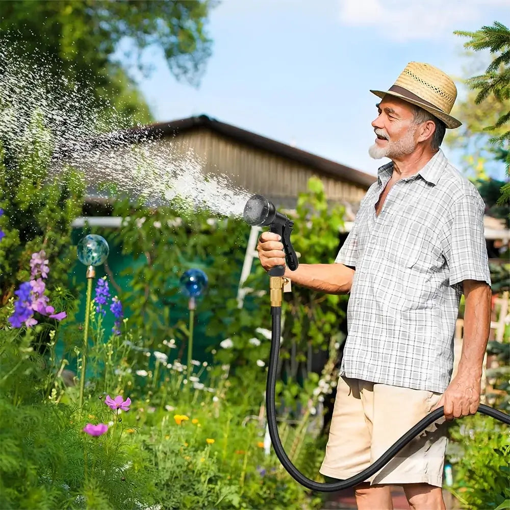 Expandable Garden Hose with Spray Nozzle for Flexible and Efficient Watering