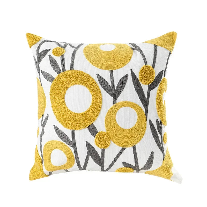 Floral Cushion Cover with Embroidered Design