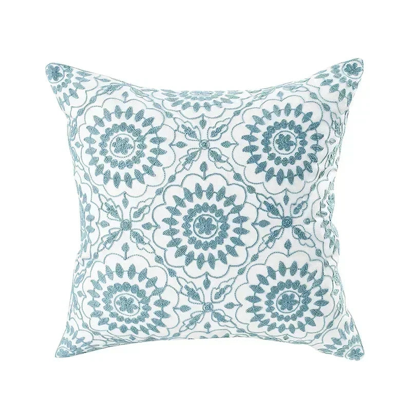 Floral Cushion Cover with Embroidered Design