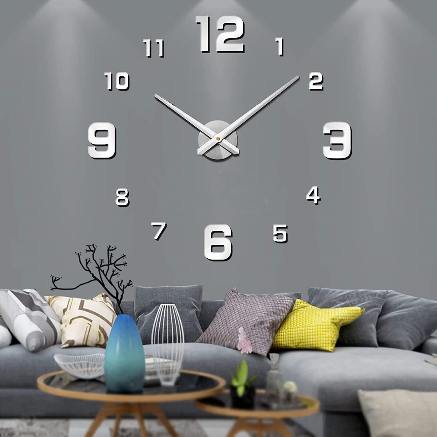 Frameless Wall Clock for Modern Minimalist Interiors