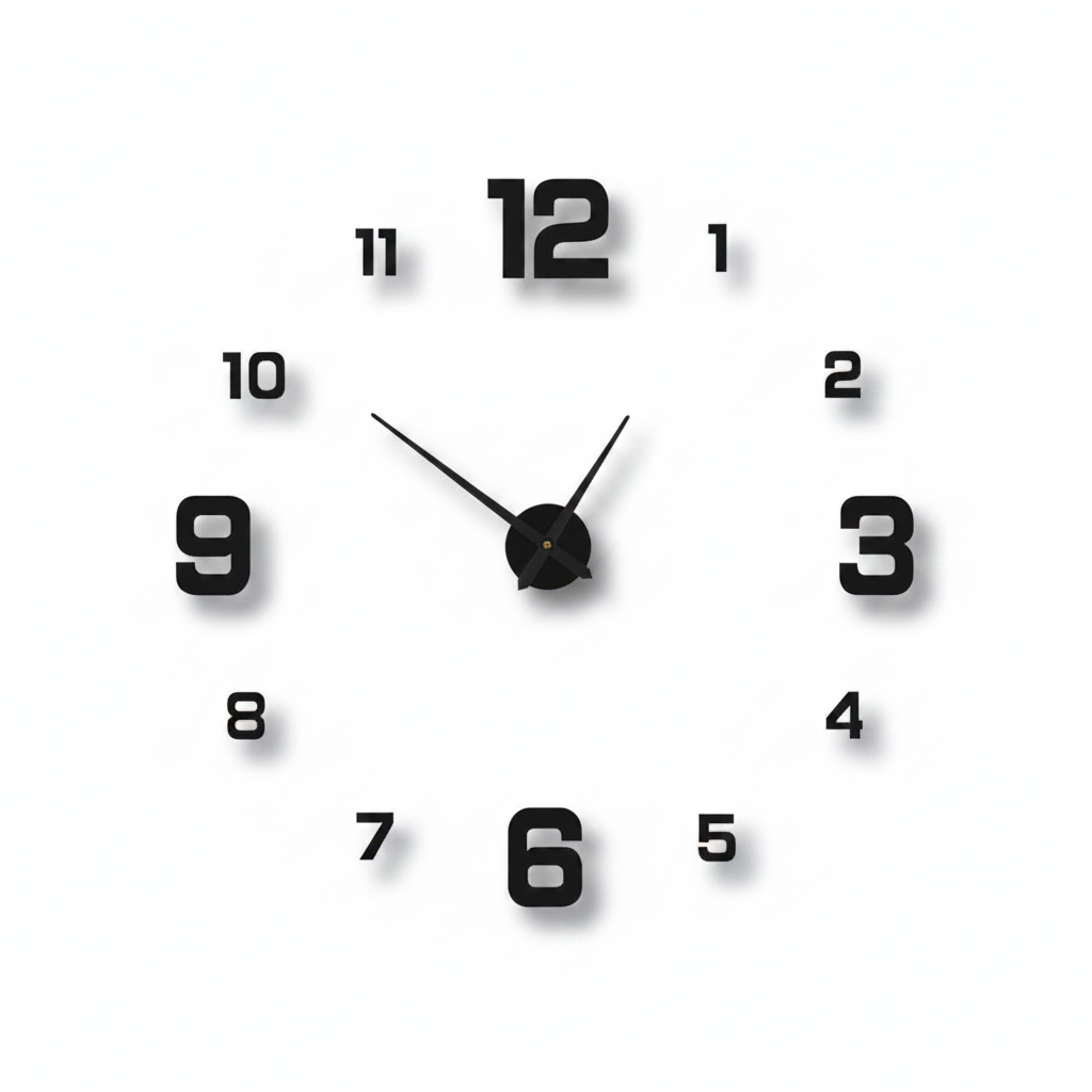 Frameless Wall Clock for Modern Minimalist Interiors