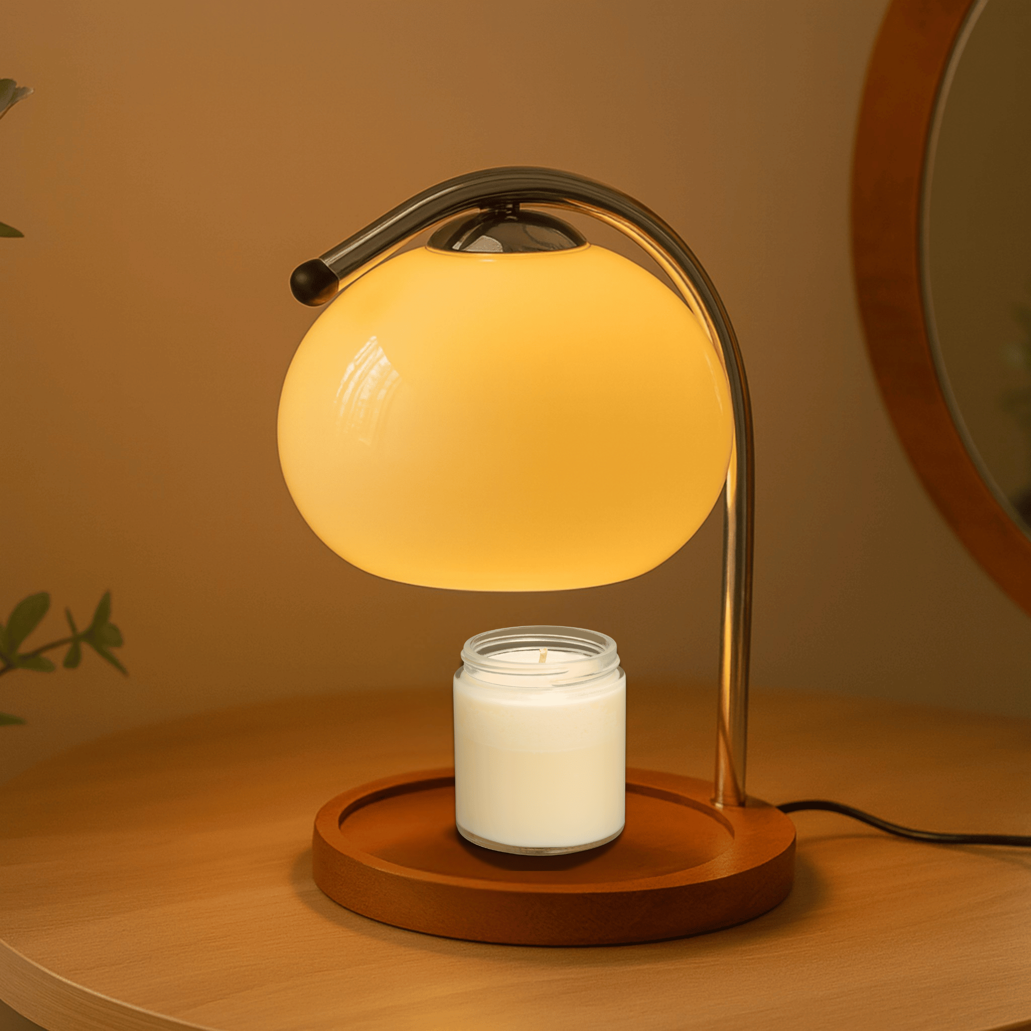 Glass Globe Candle Warmer Lamp with LED Light