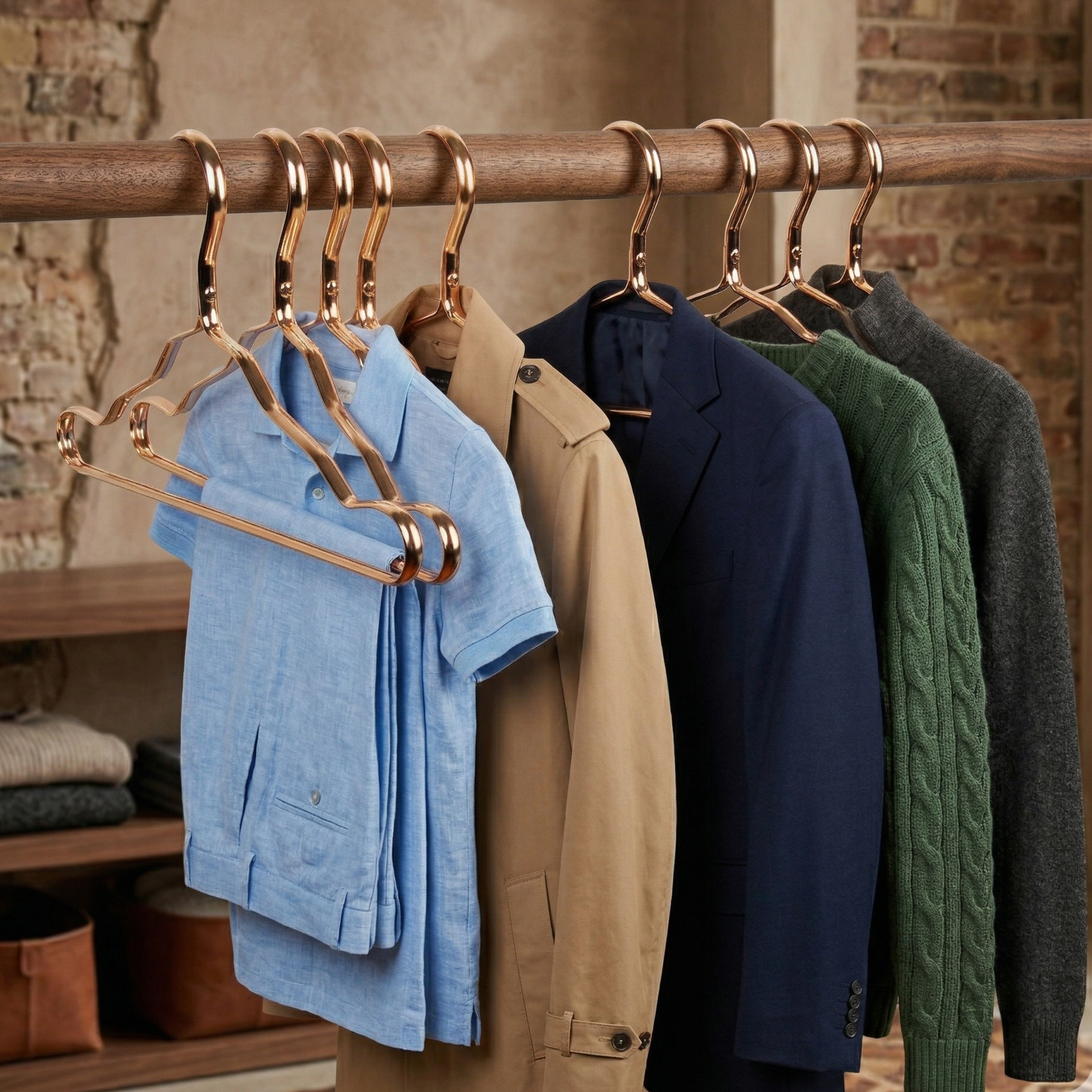 Gold Clothes Hangers with Polished Metal Design