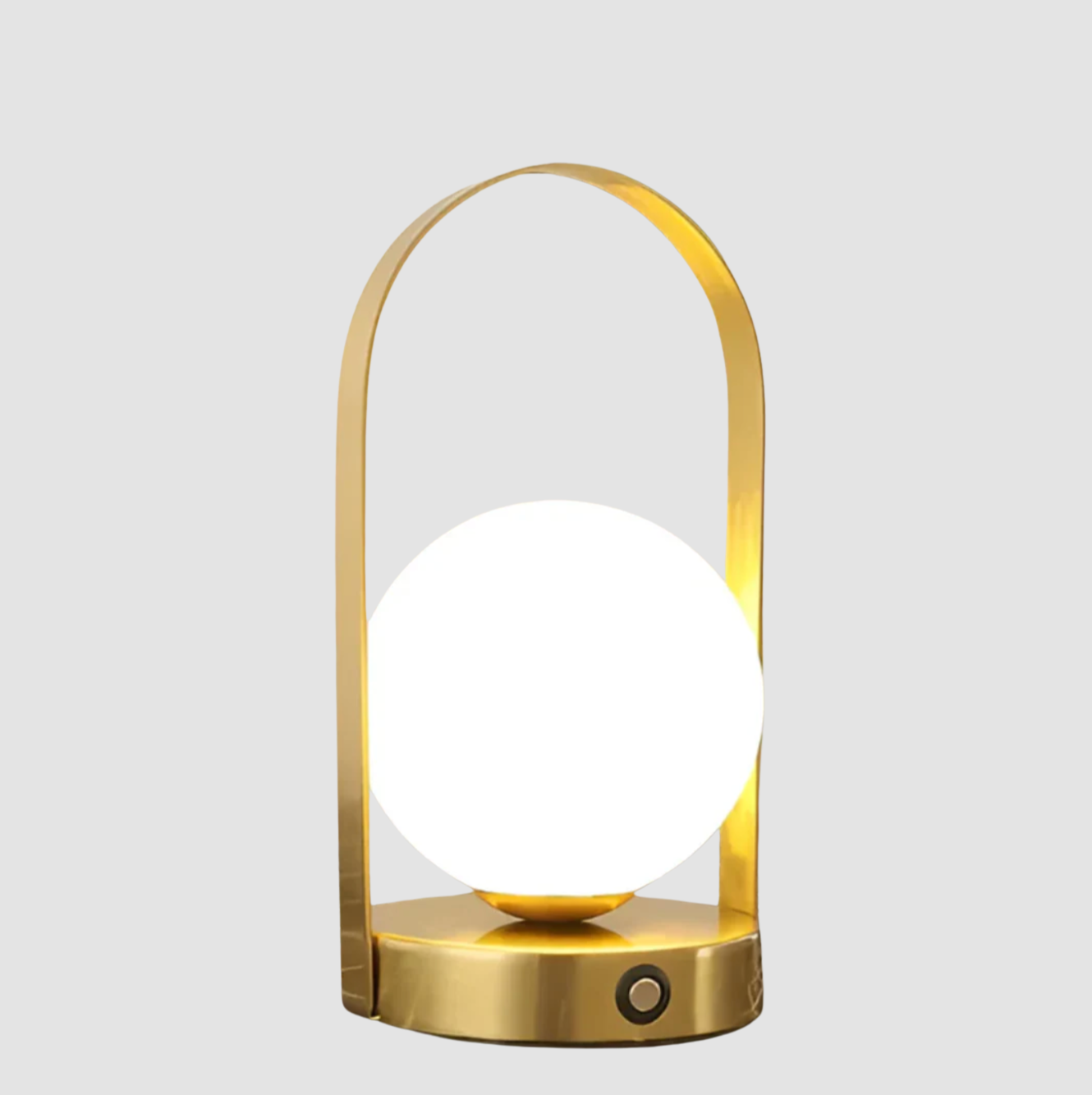 Gold Globe Table Lamp with Modern Frame Design