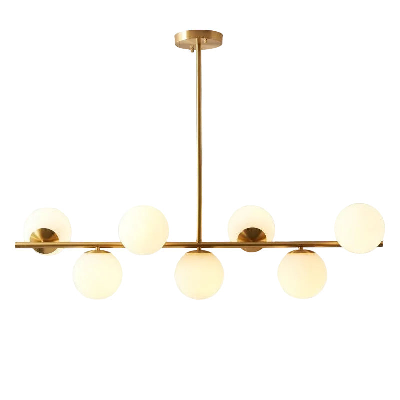 Gold Linear Pendant Light with Globe Shades