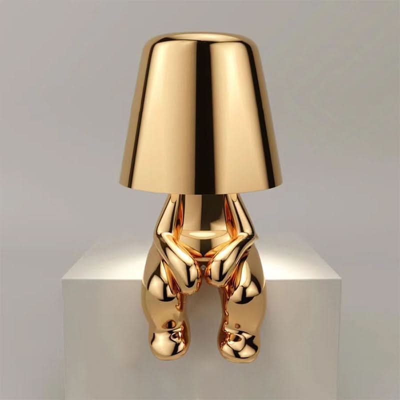Gold Sculptural Table Lamp with Modern LED Design