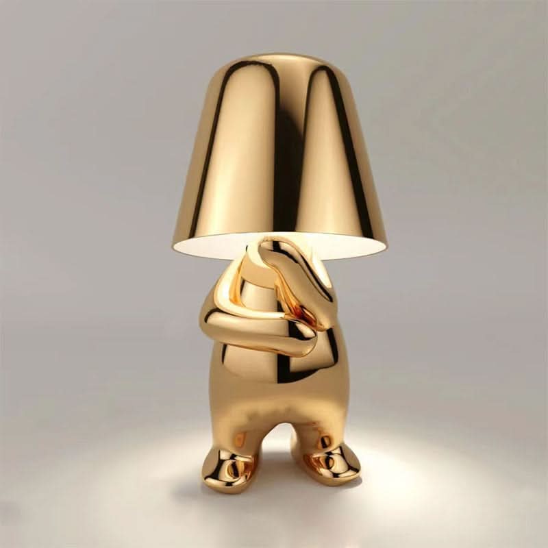 Gold Sculptural Table Lamp with Modern LED Design