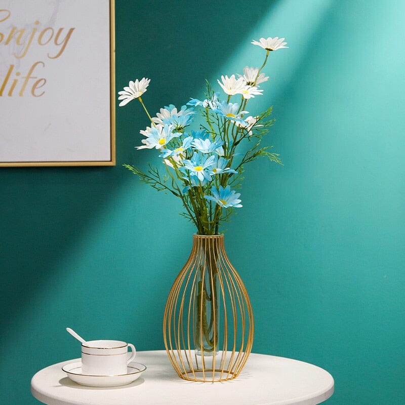 Gold Wire Vase with Glass Insert Modern Design
