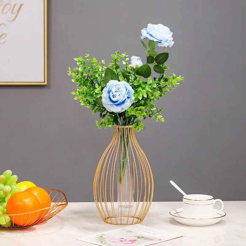 Gold Wire Vase with Glass Insert Modern Design