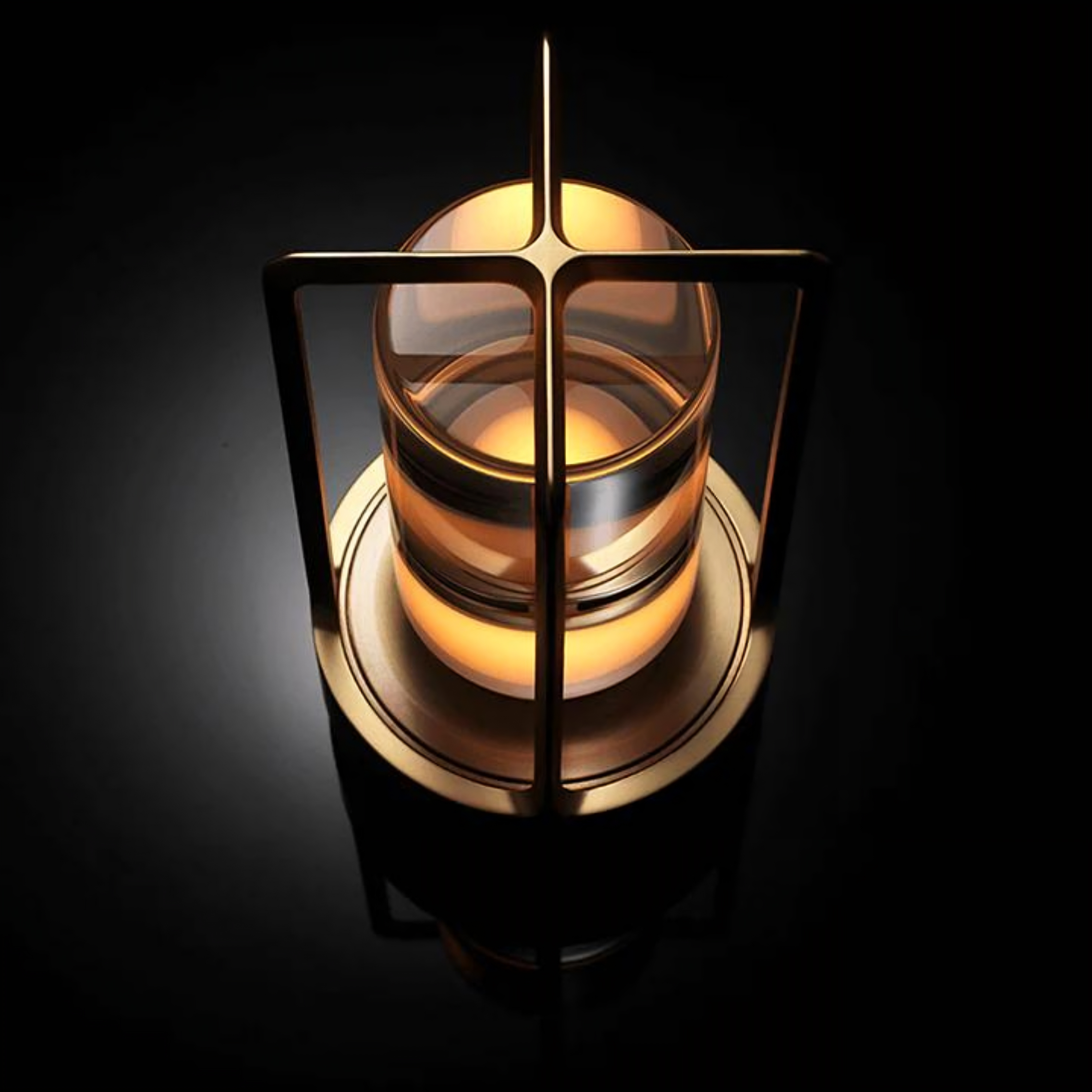 Gold Wireless Table Lamp with Glass Cylinder Core