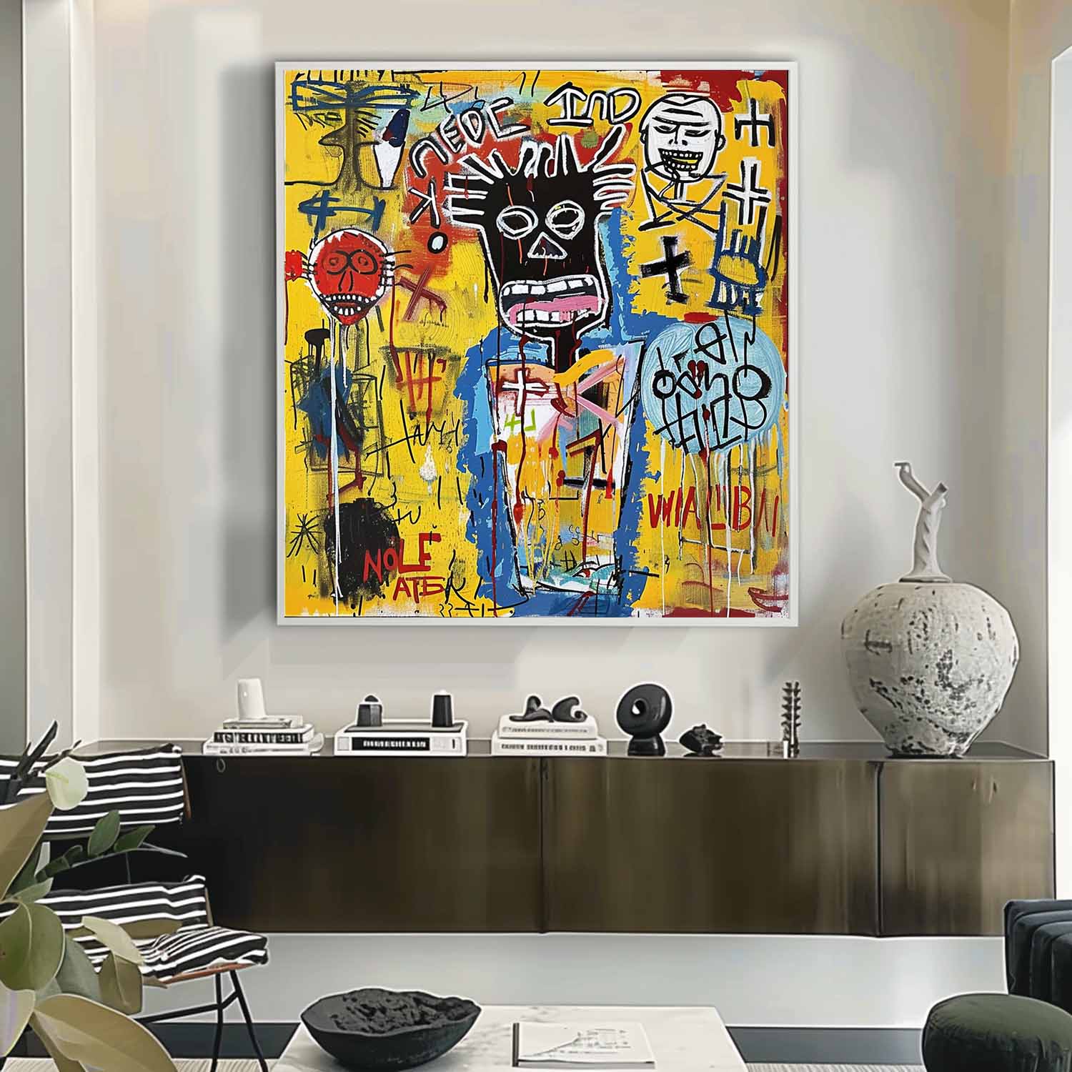 Graffiti Art Canvas with Bold Color Expression