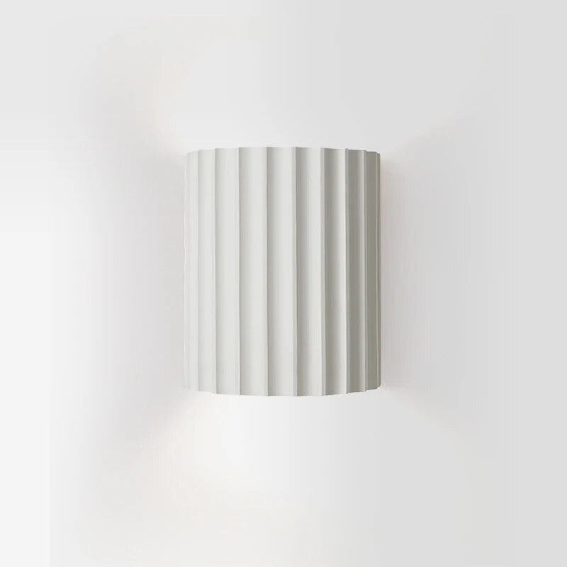 Green Ribbed Wall Sconce with Ambient Light