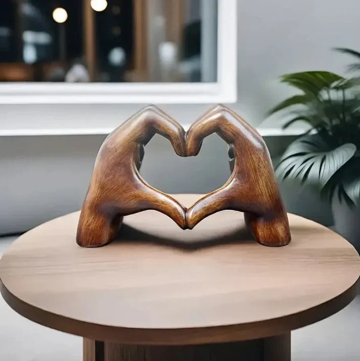Heart Hands Wooden Sculpture for Meaningful Home Decor