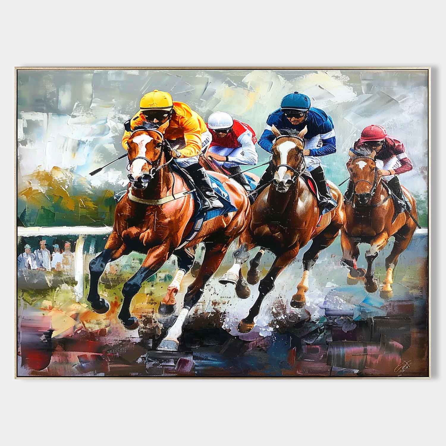Horse Racing Wall Art with Dynamic Motion Style