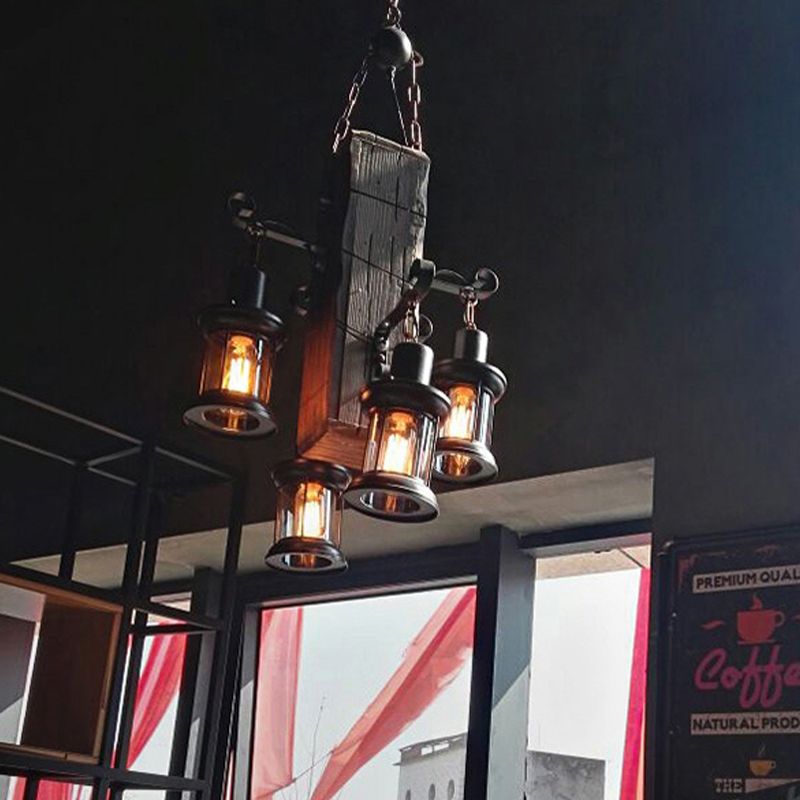 Industrial Lantern Pendant Light with Rustic Frame