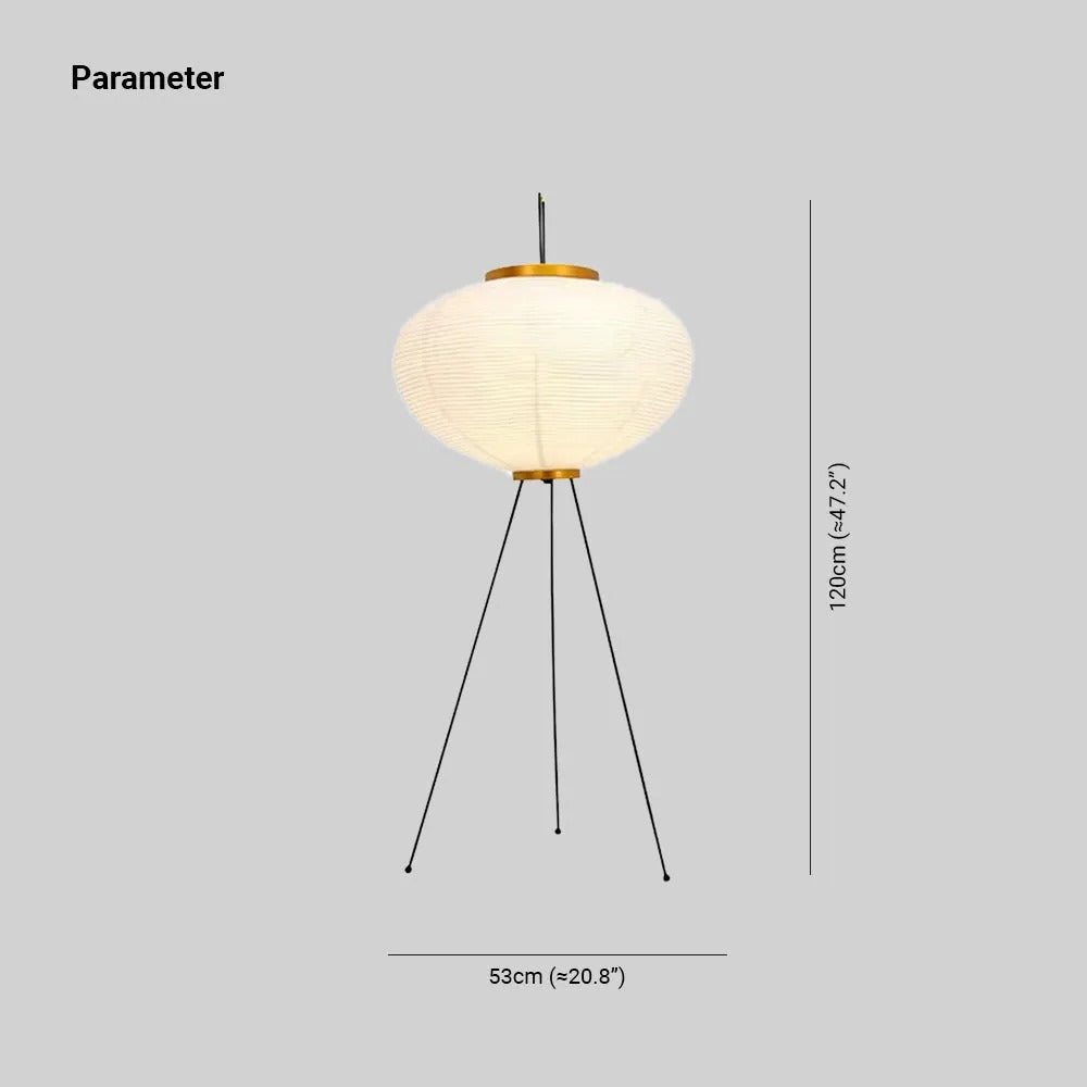 Japanese Rice Paper Floor Lamp with Tripod Base for Soft Ambient Lighting
