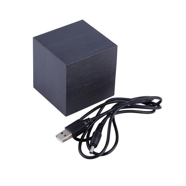 LED Cube Alarm Clock with Wooden Design