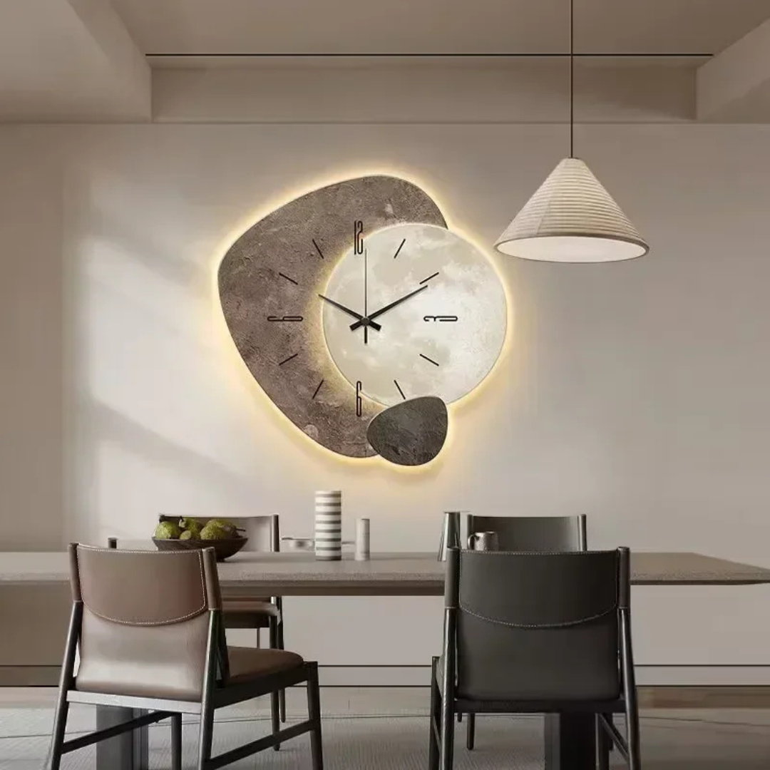 LED Wall Clock with Sculptural Wood Design