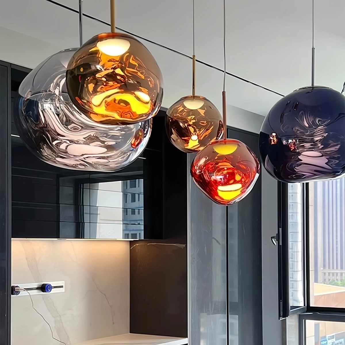Lava Glass Pendant Light with Sculptural Design