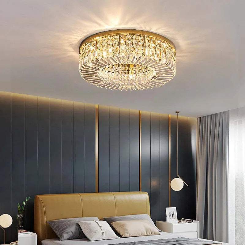 Luxury Crystal Ceiling Light with Modern Flush Mount Design