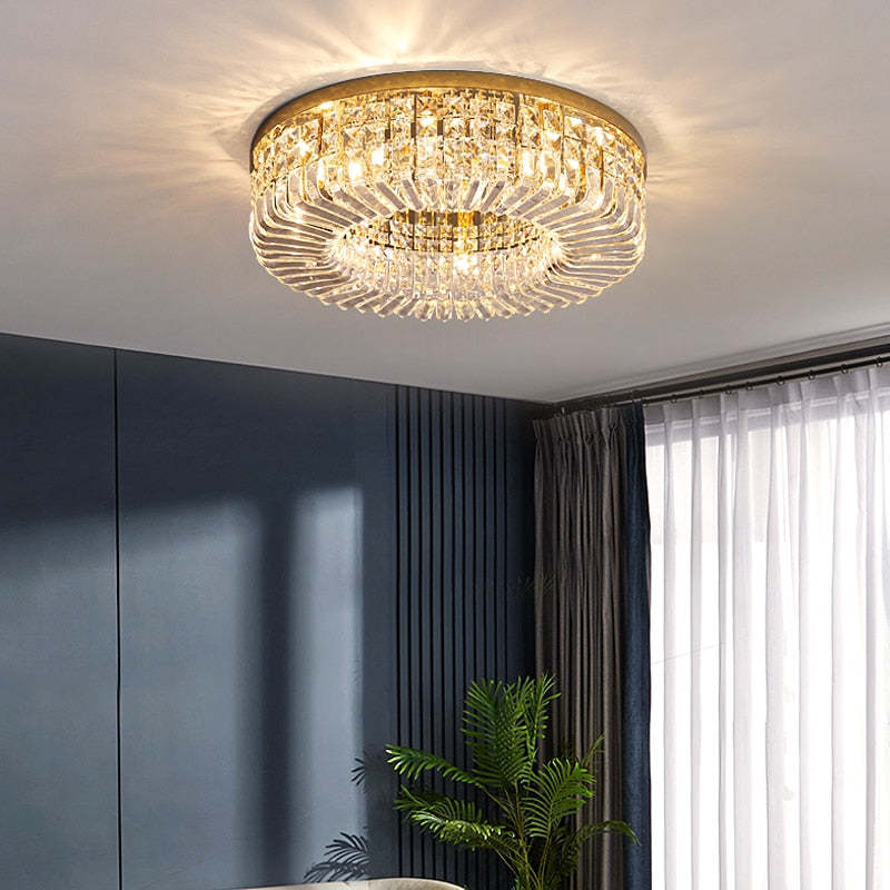 Luxury Crystal Ceiling Light with Modern Flush Mount Design