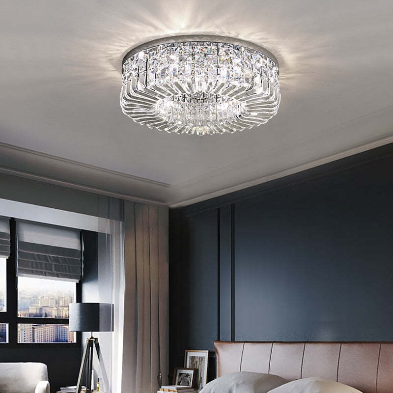 Luxury Crystal Ceiling Light with Modern Flush Mount Design