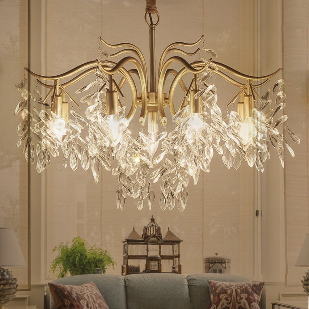 Luxury Chandelier Crystal Lights with Gold Branch Design