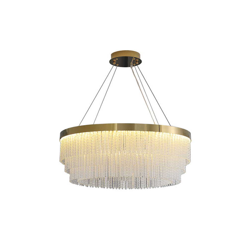 Luxury Crystal Ring Chandelier with Gold Frame