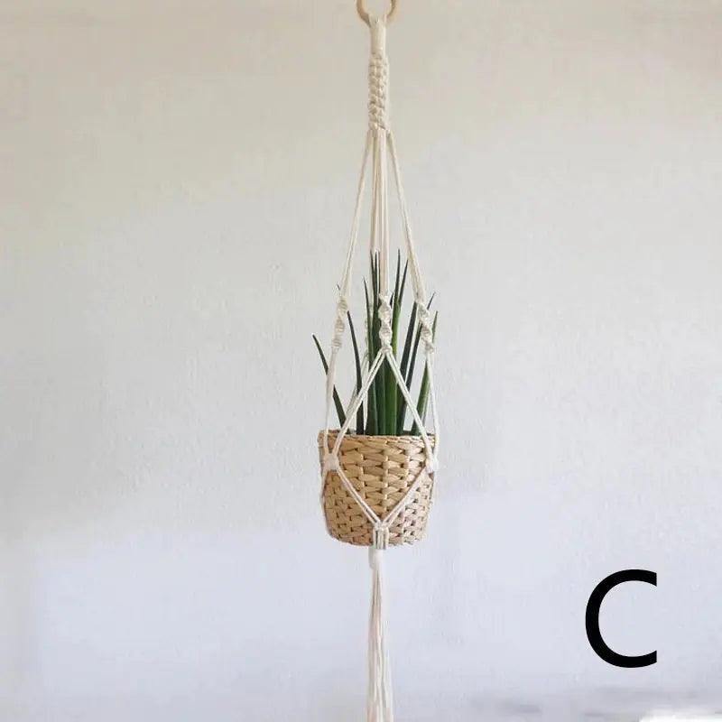 Macrame Hanging Planter with Cotton Rope Design