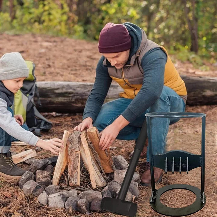 Manual Firewood Kindling Splitter for Safe and Easy Wood Cutting