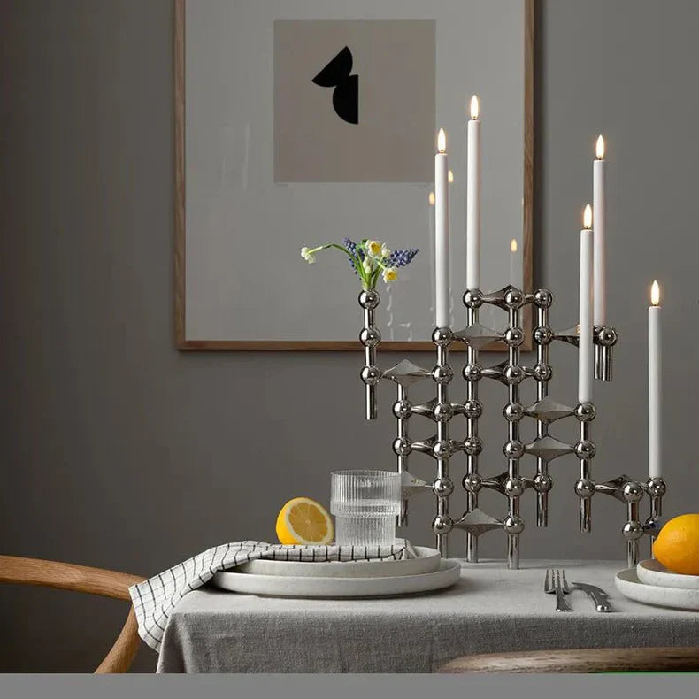 Metal Candle Holder for Modern Sculptural Decor