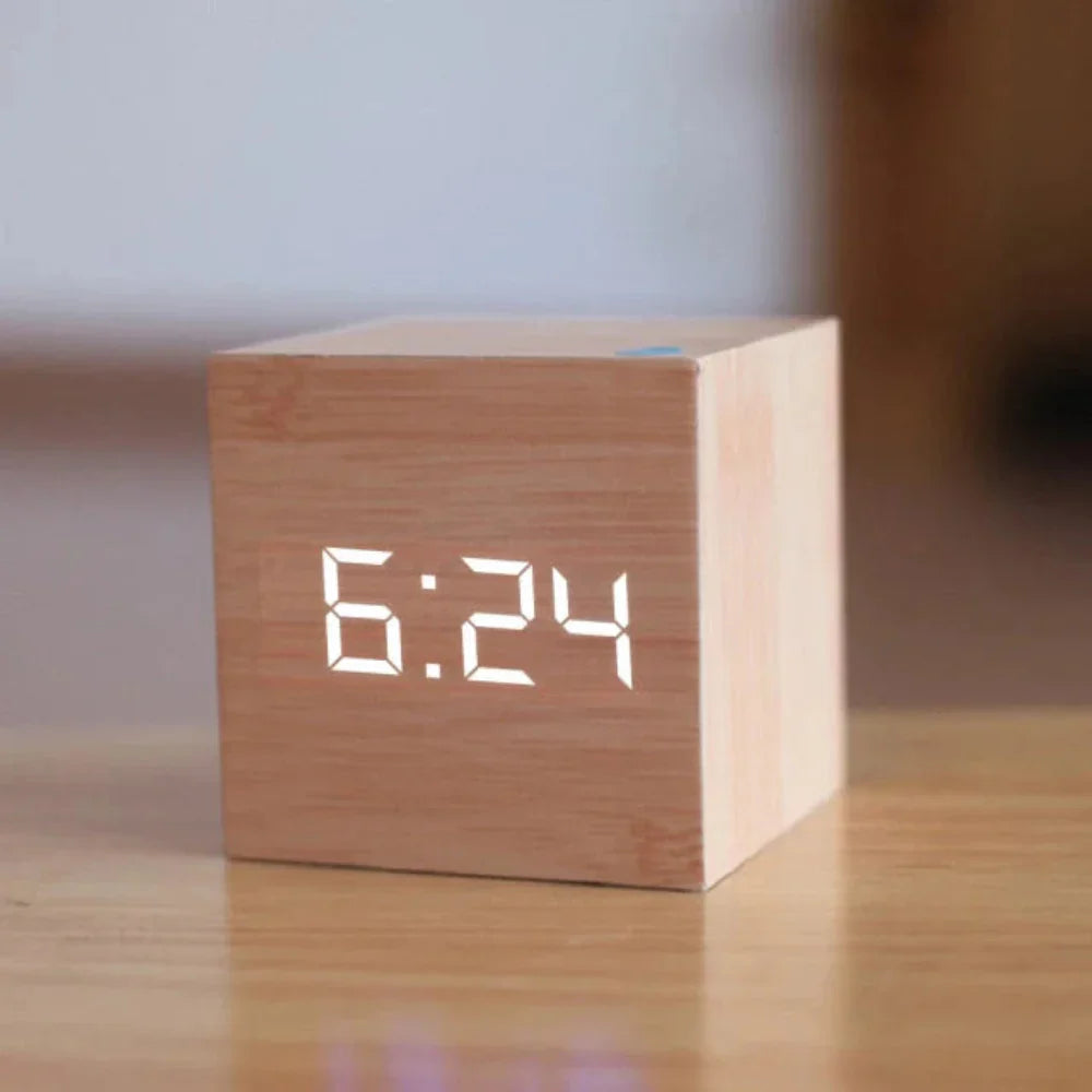 Mini Alarm Clock with LED Display Cube Design