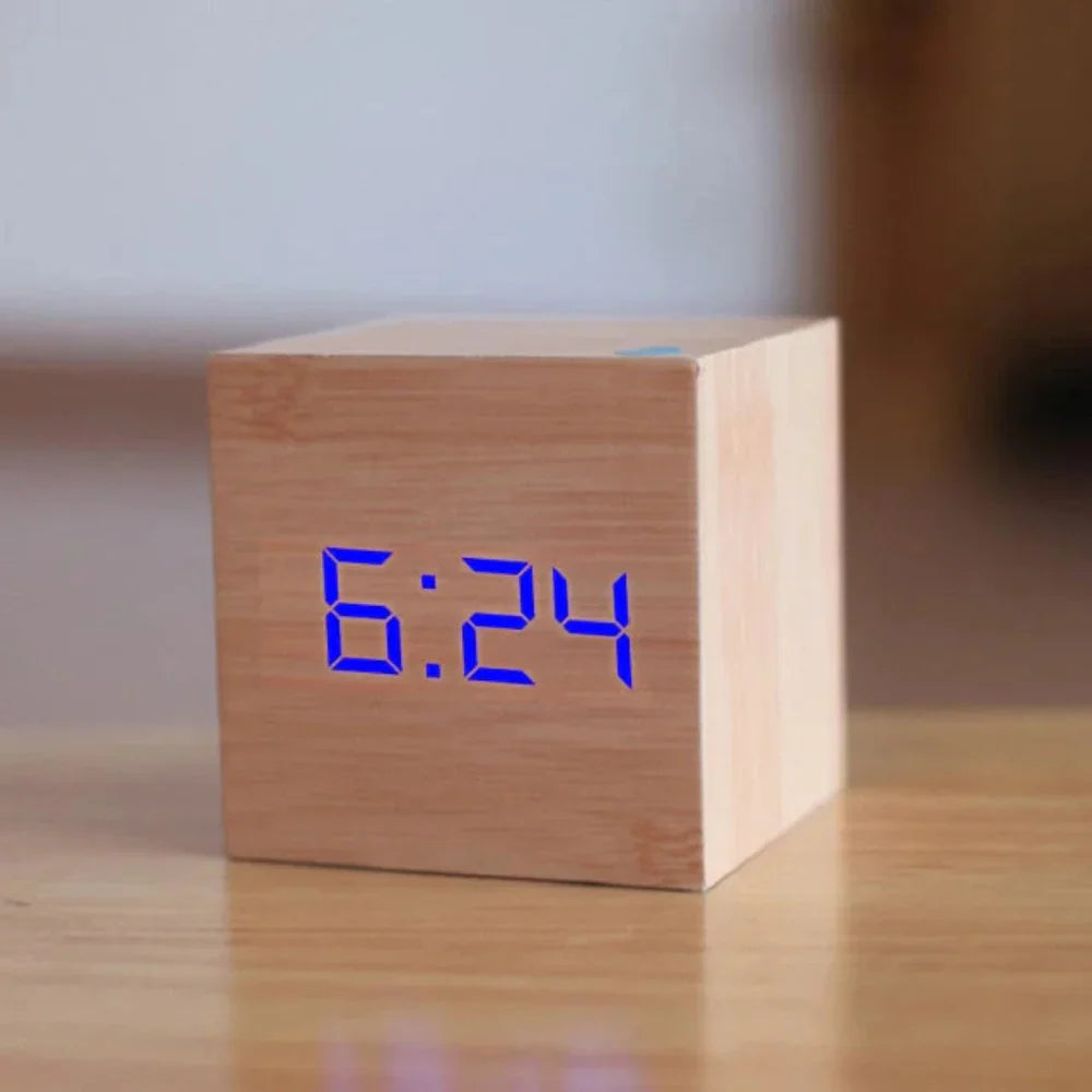 Mini Alarm Clock with LED Display Cube Design