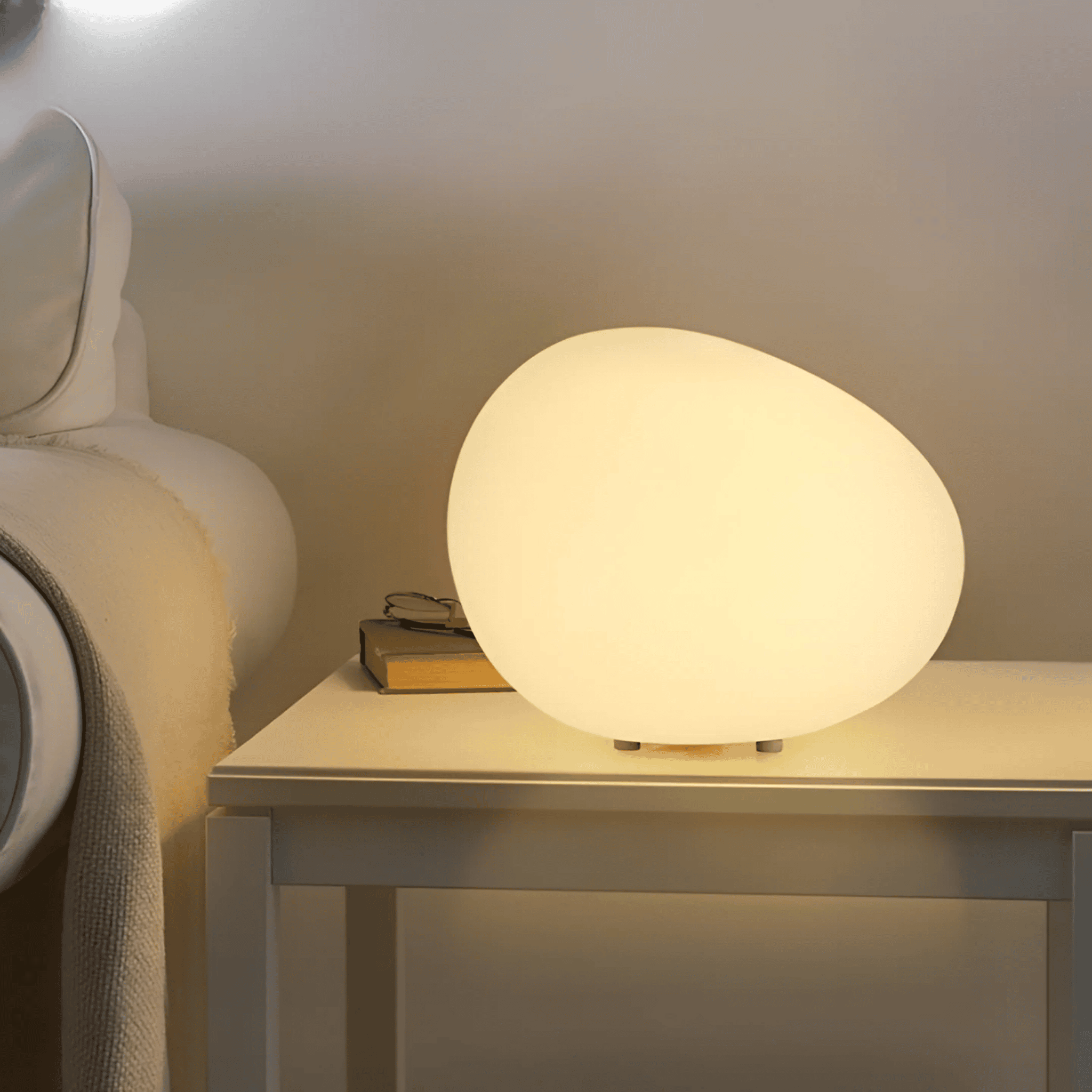 Minimal White Table Lamp with Soft Glow Design