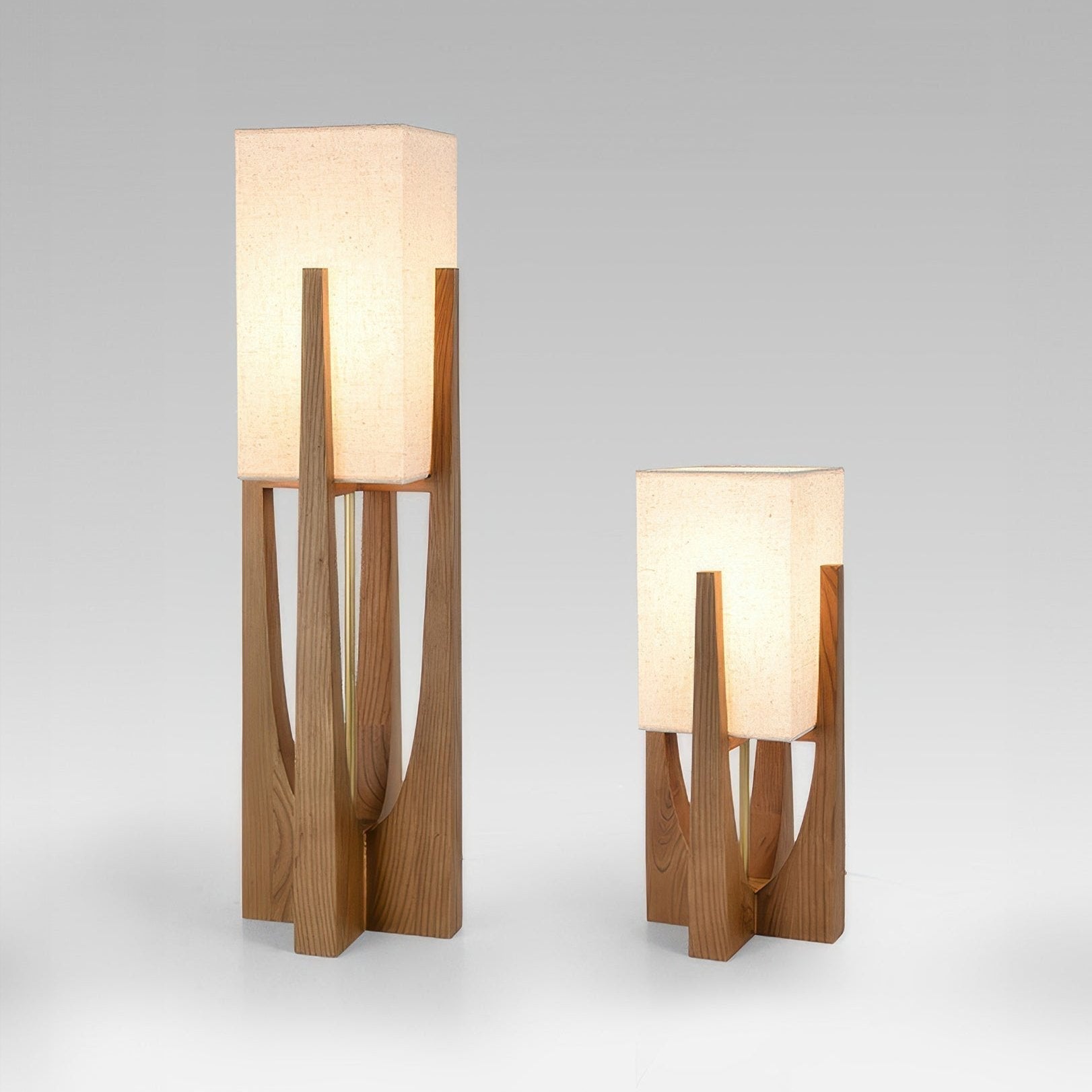 Minimalist Wood Frame Fabric Shade Lamp