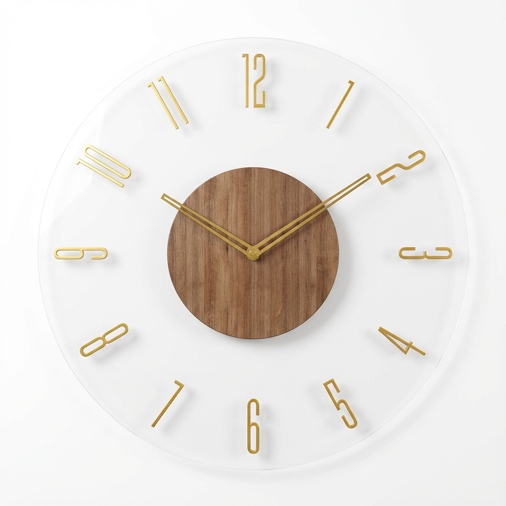 Modern Acrylic Wood Wall Clock for Silent Minimalist Style