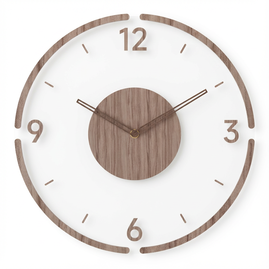Modern Acrylic Wood Wall Clock for Silent Minimalist Style
