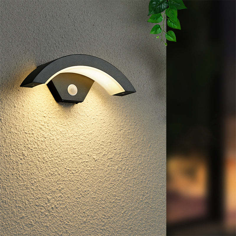 Modern Arc Outdoor Wall Light with Motion Sensor