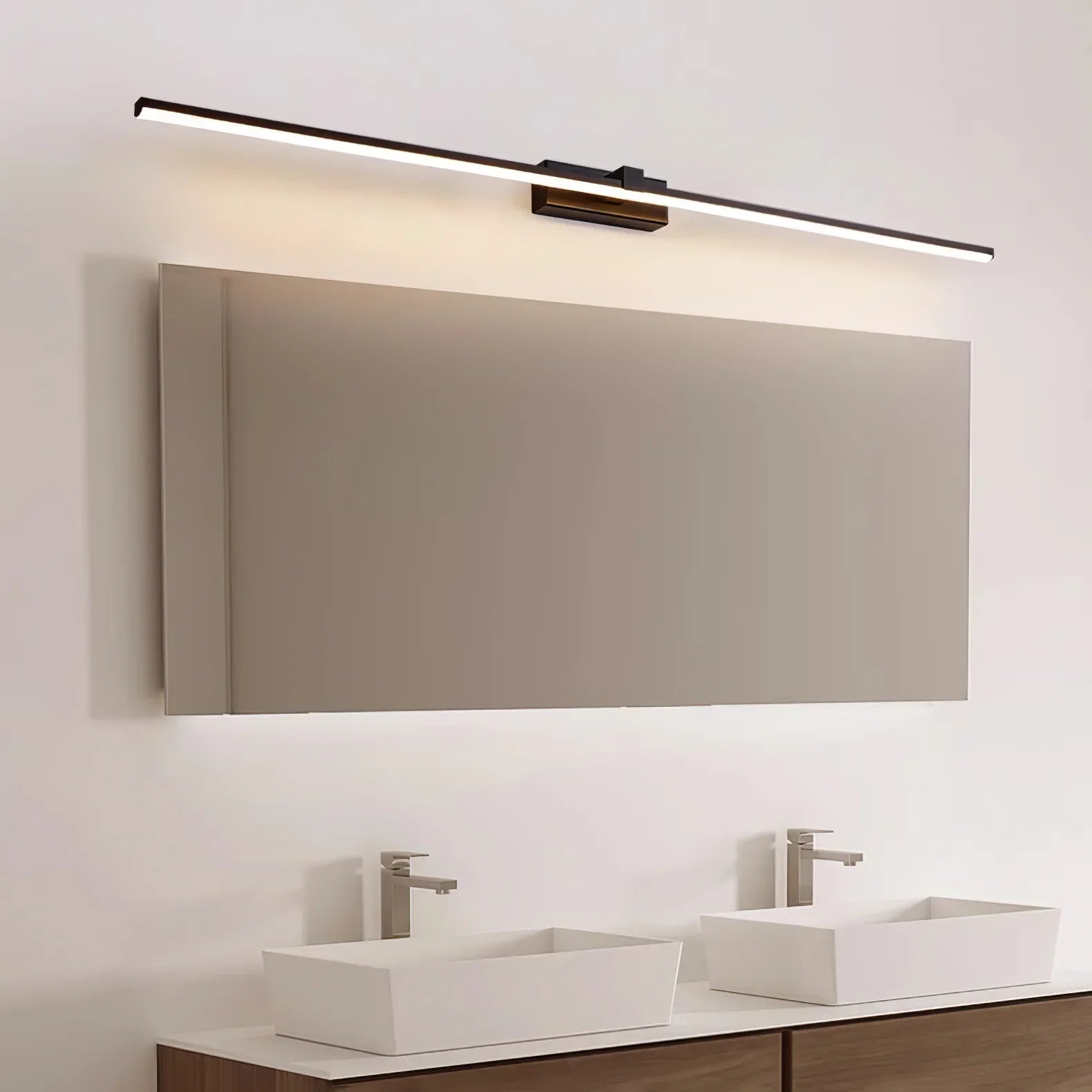 Modern Black & Gold Vanity Mirror Wall Light with LED Bar