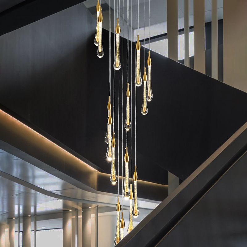 Modern Teardrop Crystal Lights Chandelier with Gold Finish