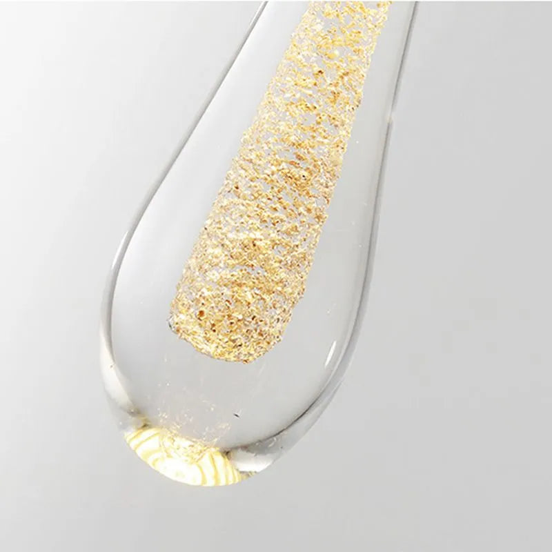 Modern Teardrop Pendant Crystal Light with Gold Finish